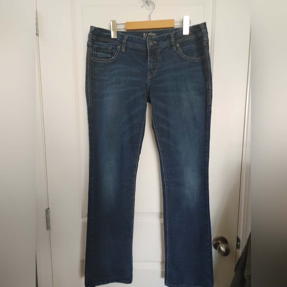 Silver Aiko Faded Dark Mid Boot Cut Jeans 33W/33L